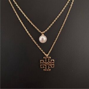 NWT Tory Burch Britten Layered Pendant Necklace